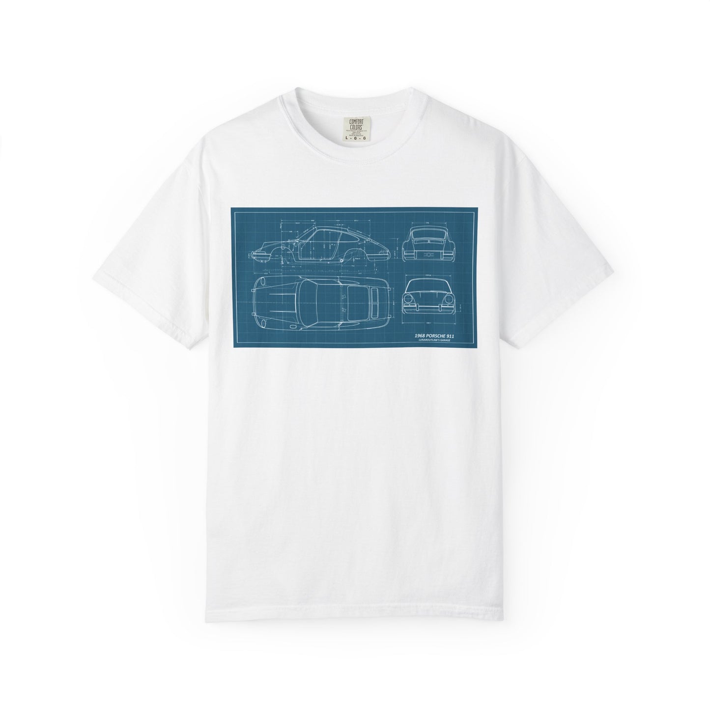 Car Blueprint T-Shirt — Vintage Automotive Blueprint Tee