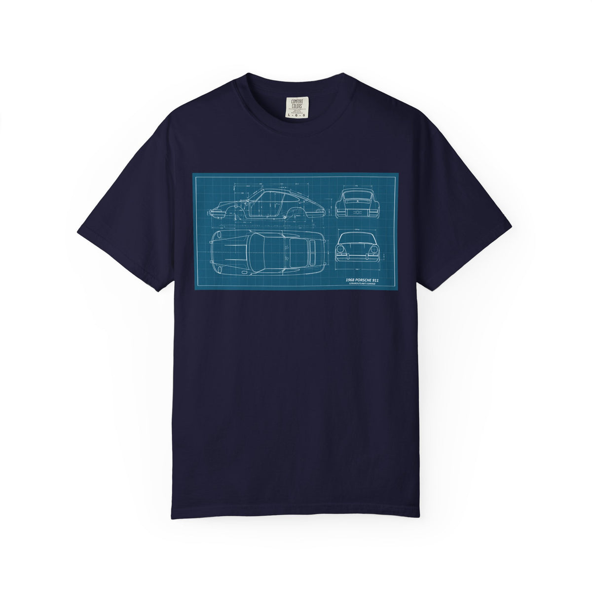 Car Blueprint T-Shirt — Vintage Automotive Blueprint Tee