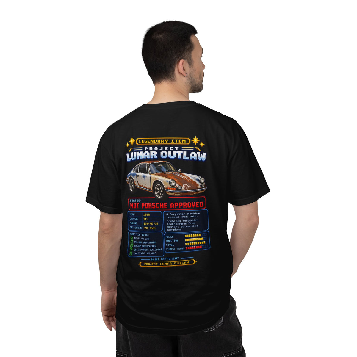 Vintage Racing T-Shirt — "Project Lunar Outlaw" Car Graphic