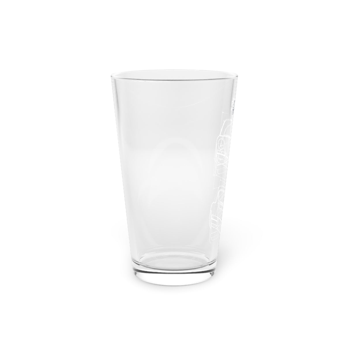 16oz Etched Pint Glass — Subtle Truck Outline Beer Glass