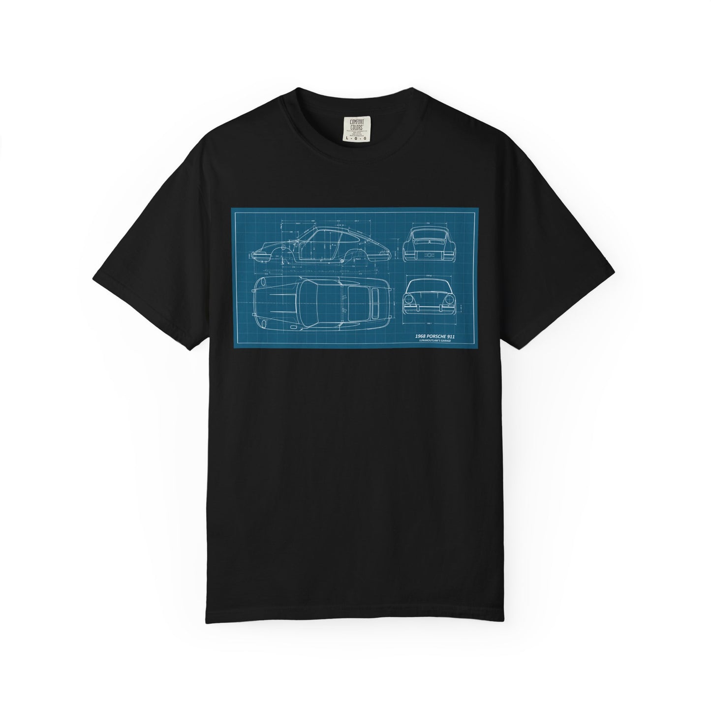 Car Blueprint T-Shirt — Vintage Automotive Blueprint Tee