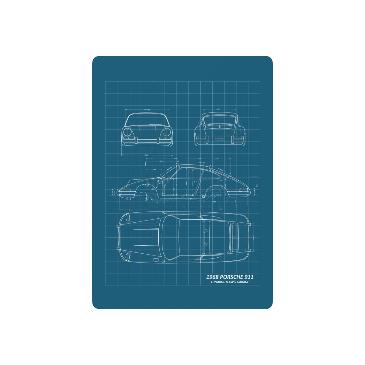 Porsche Blueprint Playing Cards — Retro Car Poker Deck