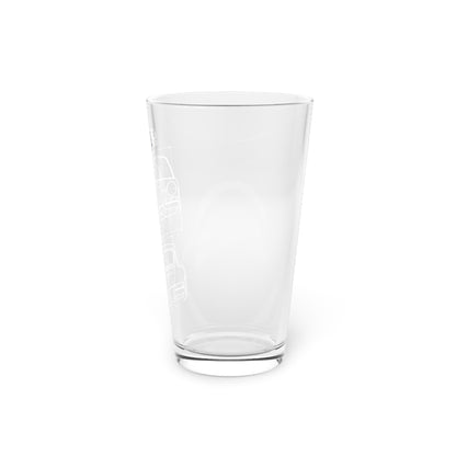 16oz Etched Pint Glass — Subtle Truck Outline Beer Glass