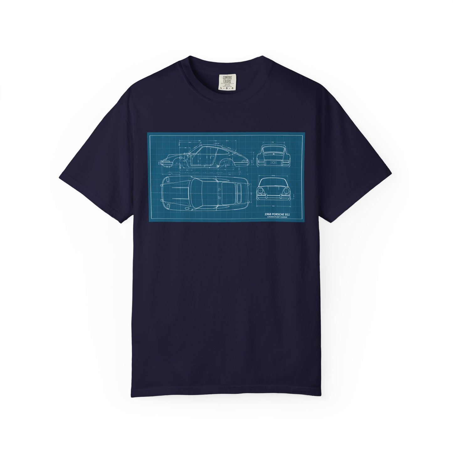 Car Blueprint T-Shirt — Vintage Automotive Blueprint Tee