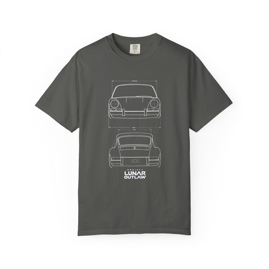 Porsche Blueprint Tee — "Lunar Outlaw" Vintage Car Line Art T-Shirt