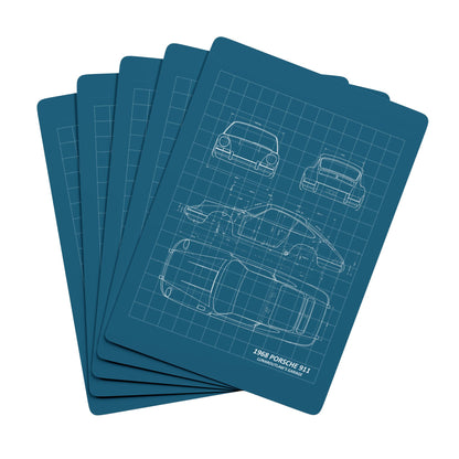 Porsche Blueprint Playing Cards — Retro Car Poker Deck
