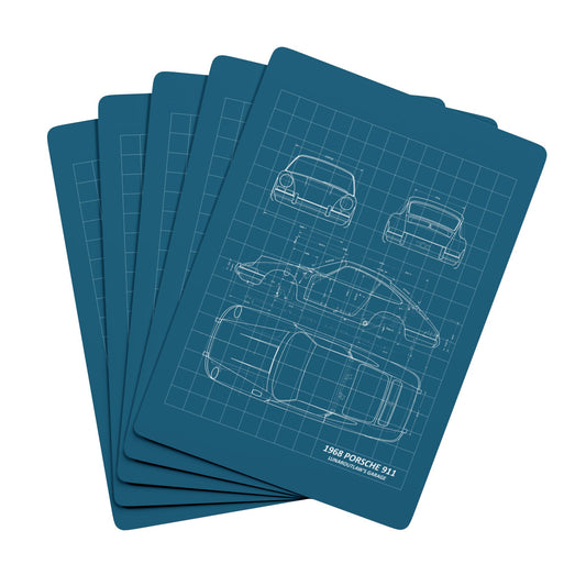 Porsche Blueprint Playing Cards — Retro Car Poker Deck