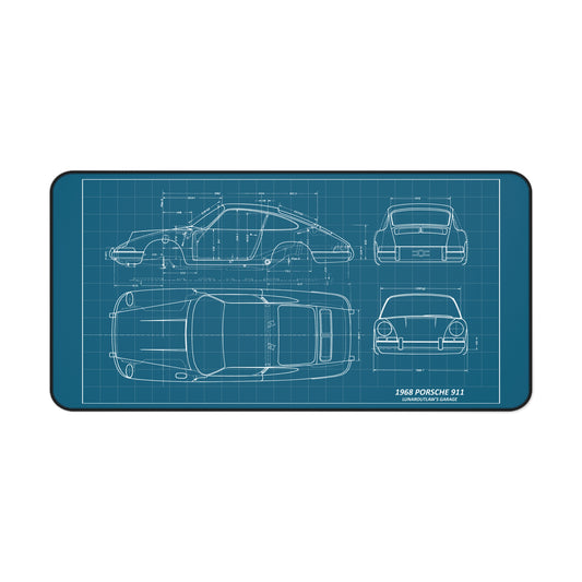 Porsche 911 Blueprint Desk Mat — Automotive Blueprint Gaming/Work Desk Pad