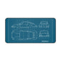 Porsche 911 Blueprint Desk Mat — Automotive Blueprint Gaming/Work Desk Pad
