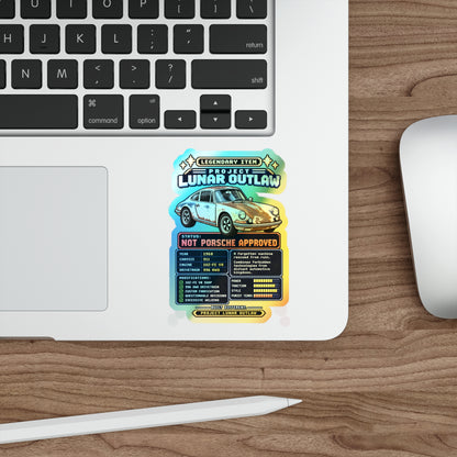 Holographic 'Project Lunar Outlaw' Car Sticker — Die-Cut Vintage Porsche Style