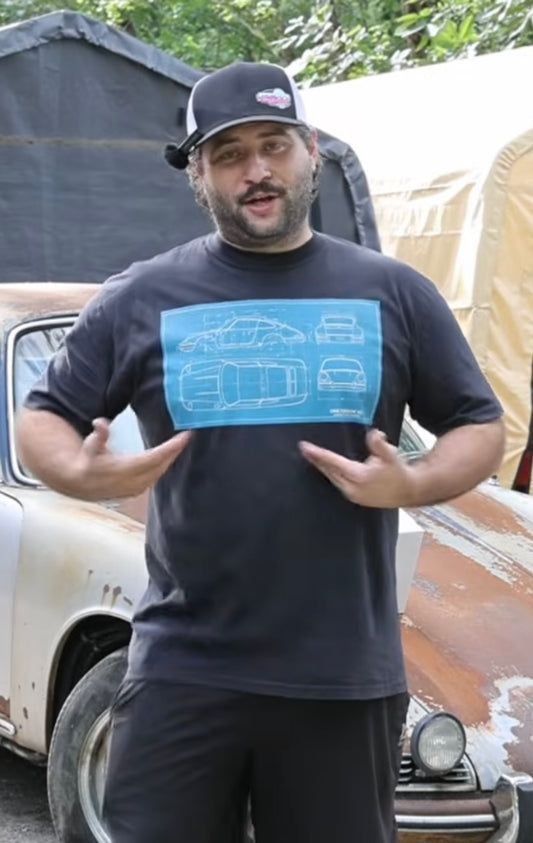 Car Blueprint T-Shirt — Vintage Automotive Blueprint Tee